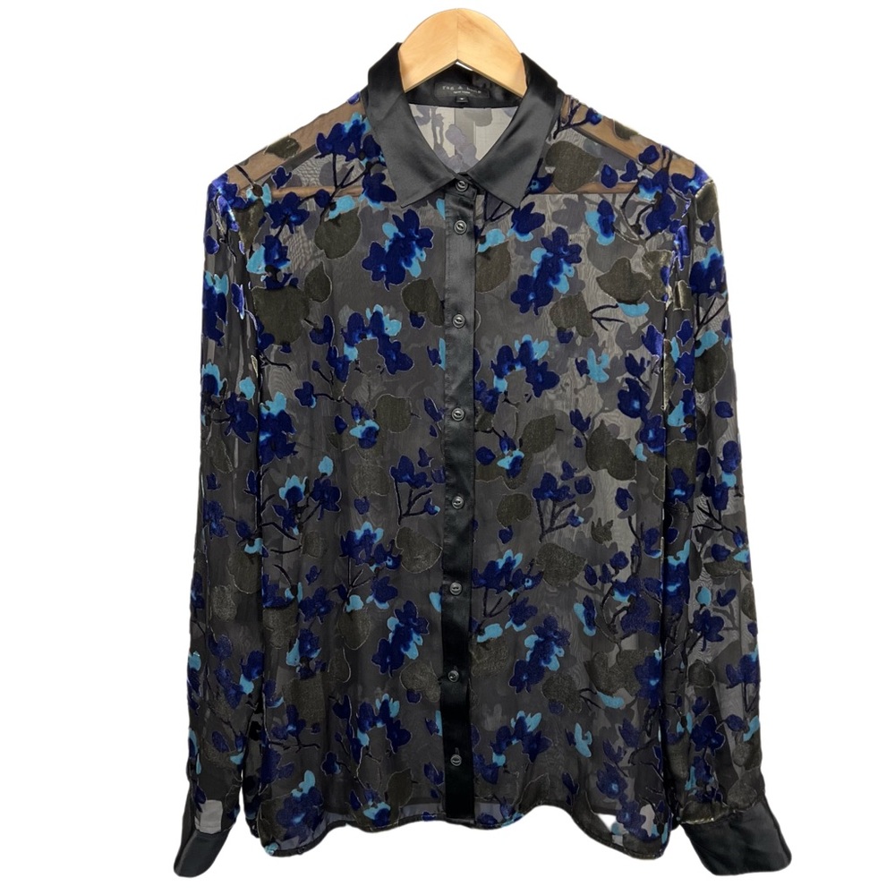 Rag & Bone Gigi Long-Sleeve Top Black Floral Women’s Size L